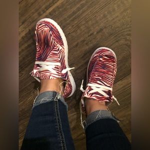 Women’s Canvas Slip on Shoe. Zubaz like design.